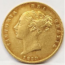 AUSTRALIA 1859/8 . HALF 1/2 SOVEREIGN . SYDNEY . GOLD . POSSIBLE OVERDATE
